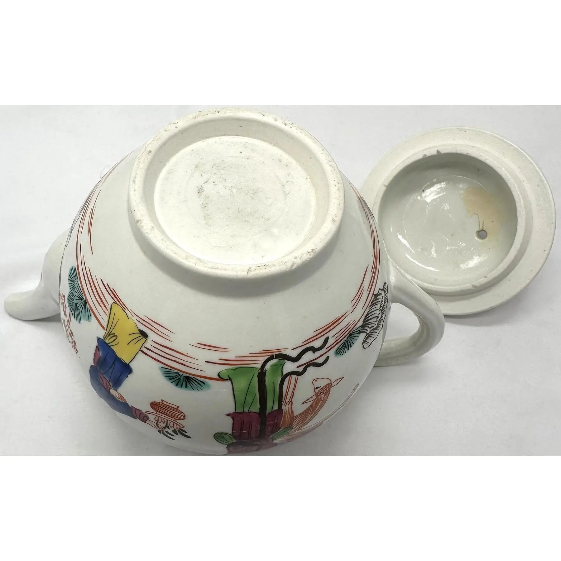 Antique 18th Century First Period Worcester Porcelain Teapot Mandarin Pattern Dr Wall Era