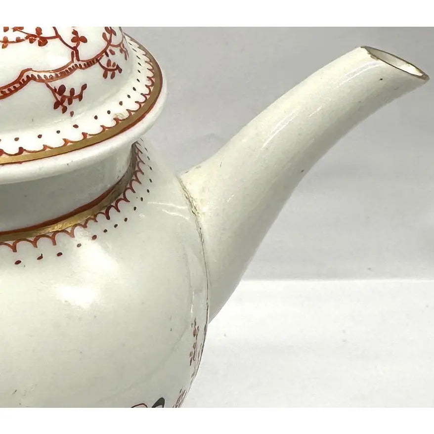 Antique 18th Century First Period Worcester Porcelain Teapot Mandarin Pattern Dr Wall Era