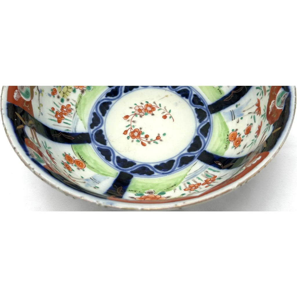 Antique 19th Century Japanese Imari Scalloped Bowl Meiji Kinrande Porcelain - 8.5”