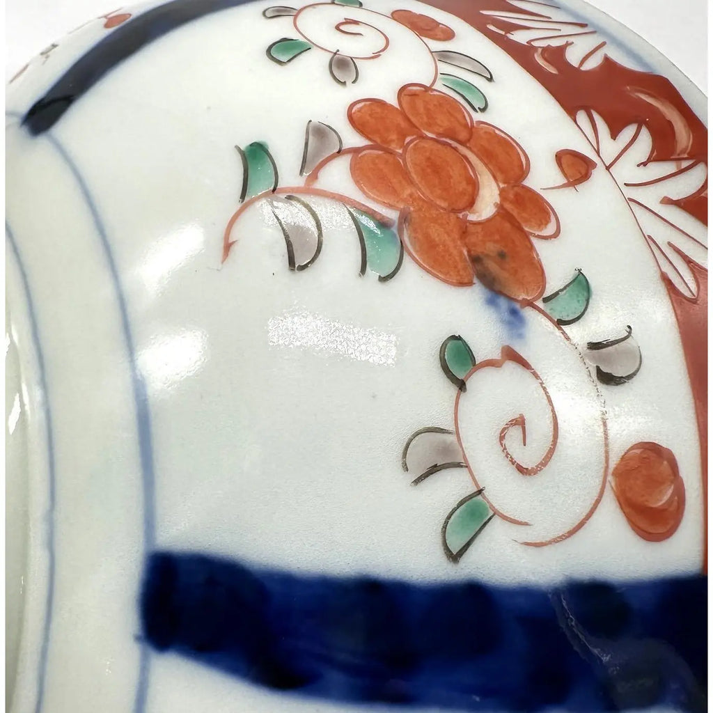 Antique 19th Century Japanese Imari Scalloped Bowl Meiji Kinrande Porcelain - 8.5”