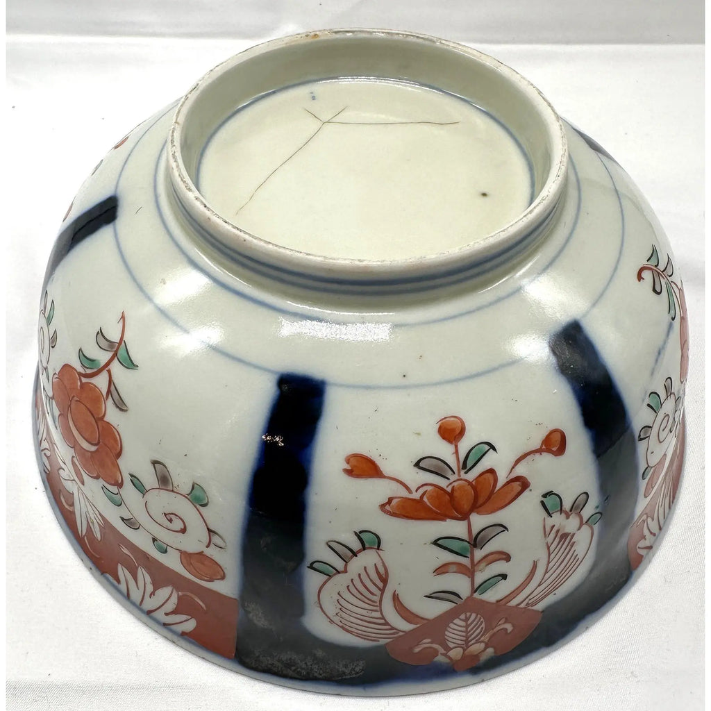 Antique 19th Century Japanese Imari Scalloped Bowl Meiji Kinrande Porcelain - 8.5”