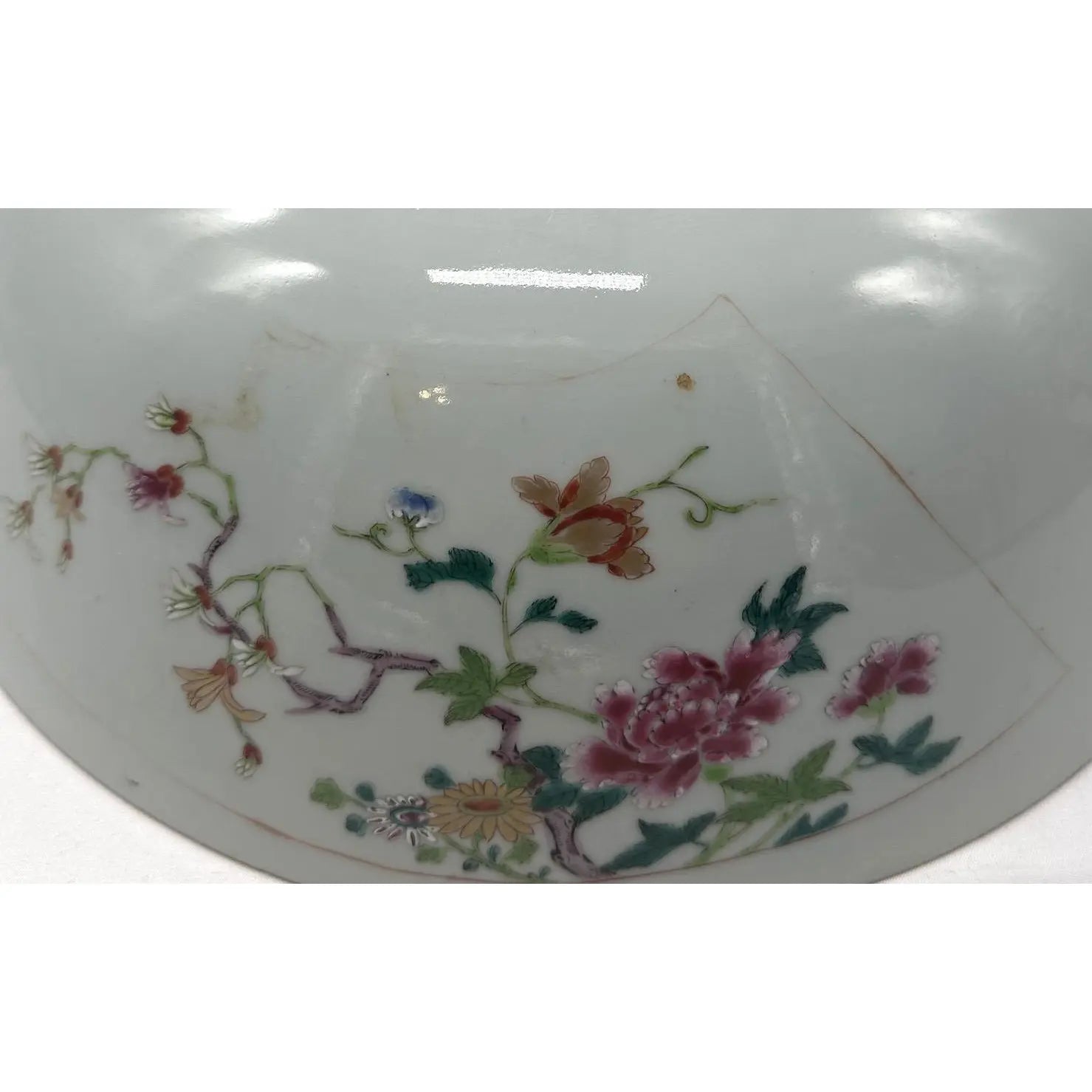 18th C. Qianlong Chinese Export Famille Rose Gilt 12 Inch Punch Bowl, Antique Qing Dynasty Chinoiserie Porcelain Centerpiece, Mandarin Palette