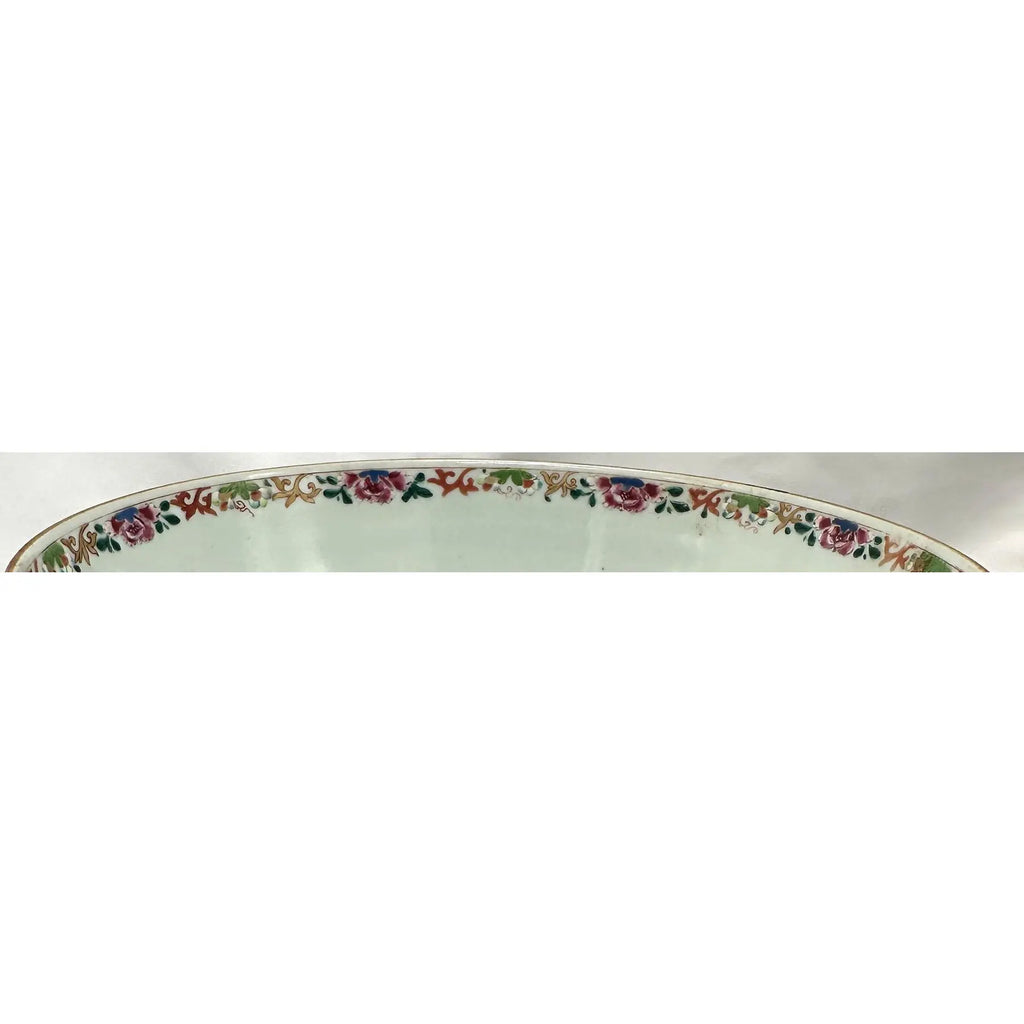 18th C. Qianlong Chinese Export Famille Rose Gilt 12 Inch Punch Bowl, Antique Qing Dynasty Chinoiserie Porcelain Centerpiece, Mandarin Palette
