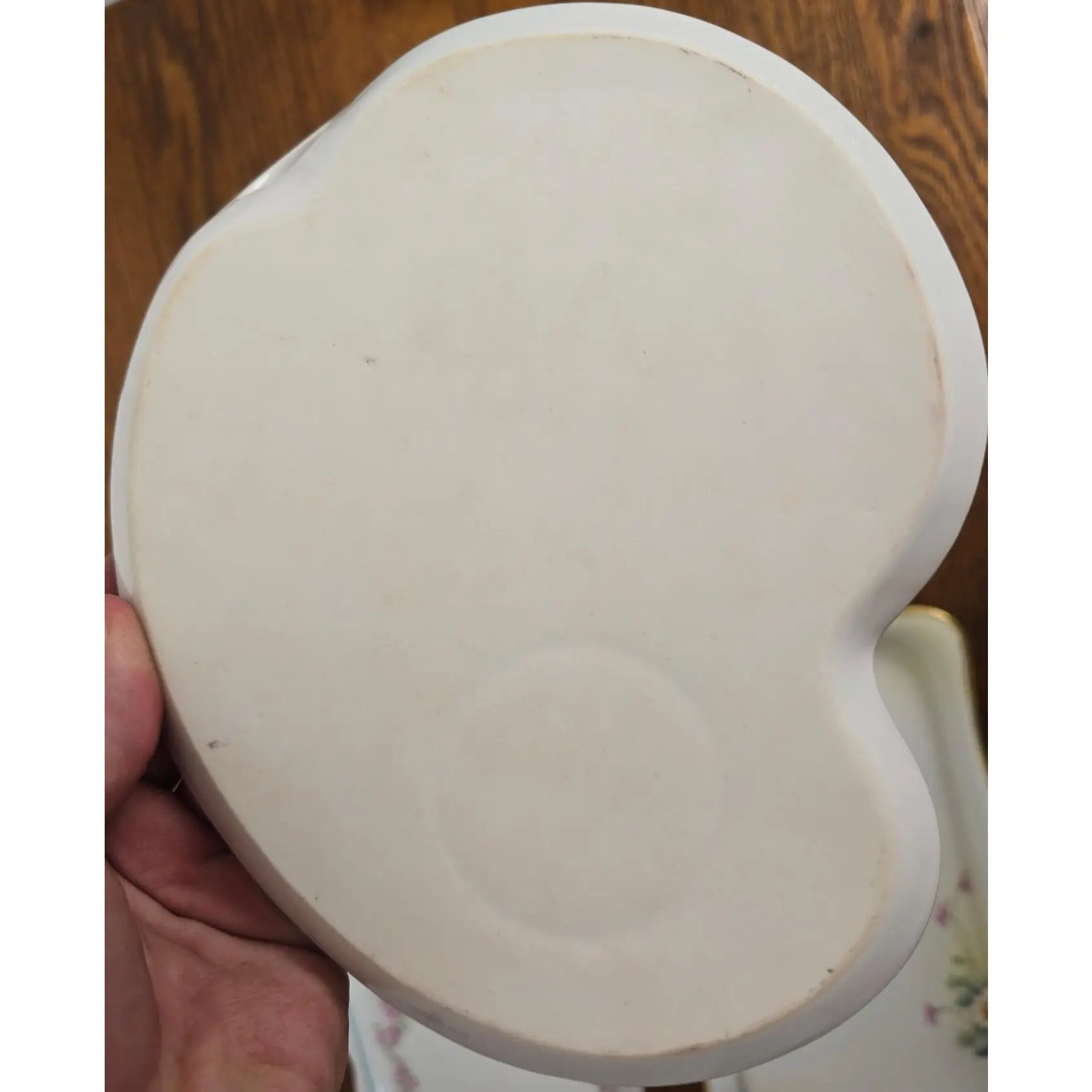 Antique Heart-Shaped Porcelain Tray with Hand-Painted Roses & Gold Gilt