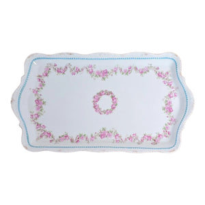 Antique Silesia Porcelain Floral Garlande Tray