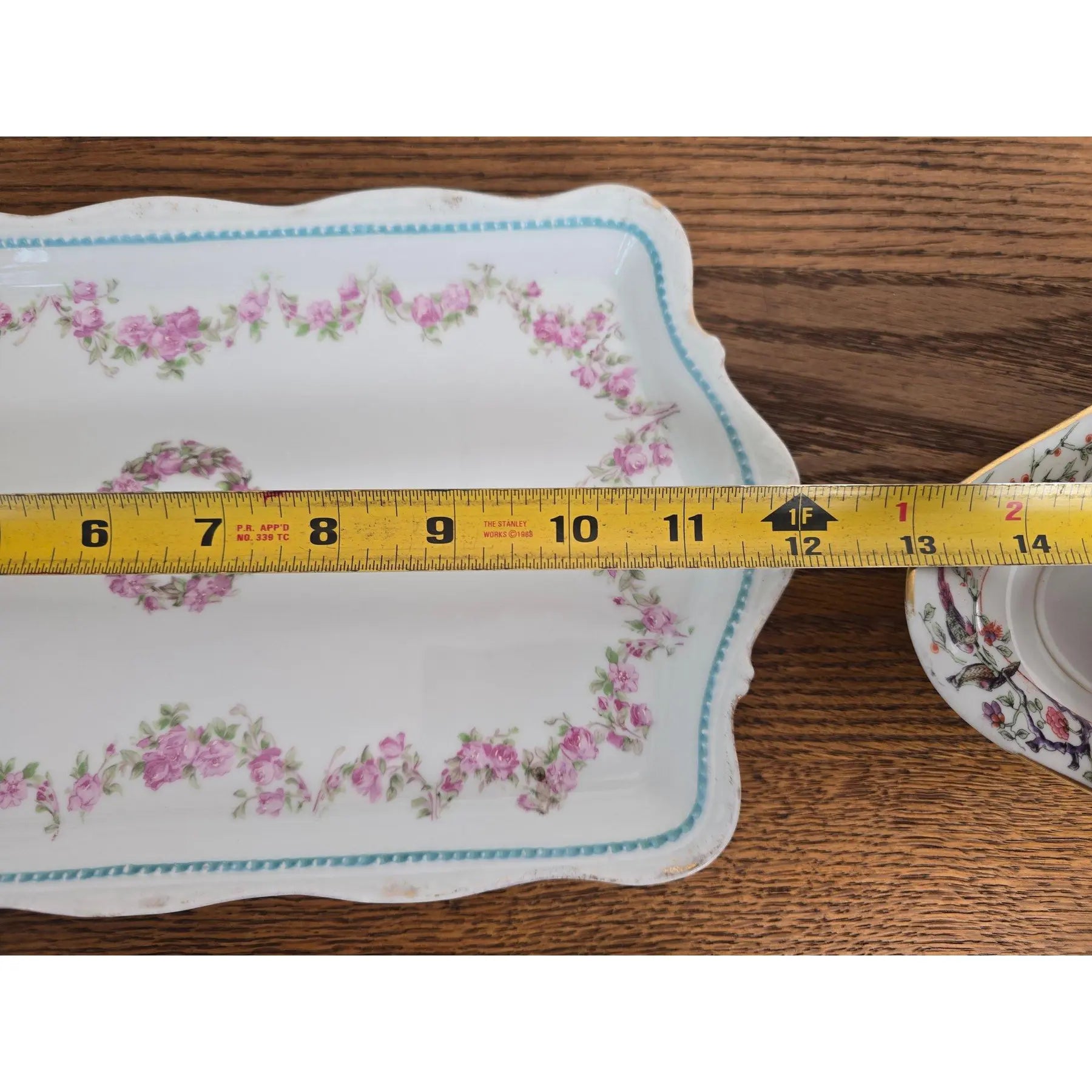 Antique Silesia Porcelain Floral Garlande Tray