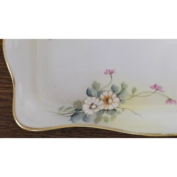 Antique Nippon Hand-Painted Floral Serving Tray