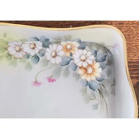 Antique Nippon Hand-Painted Floral Serving Tray