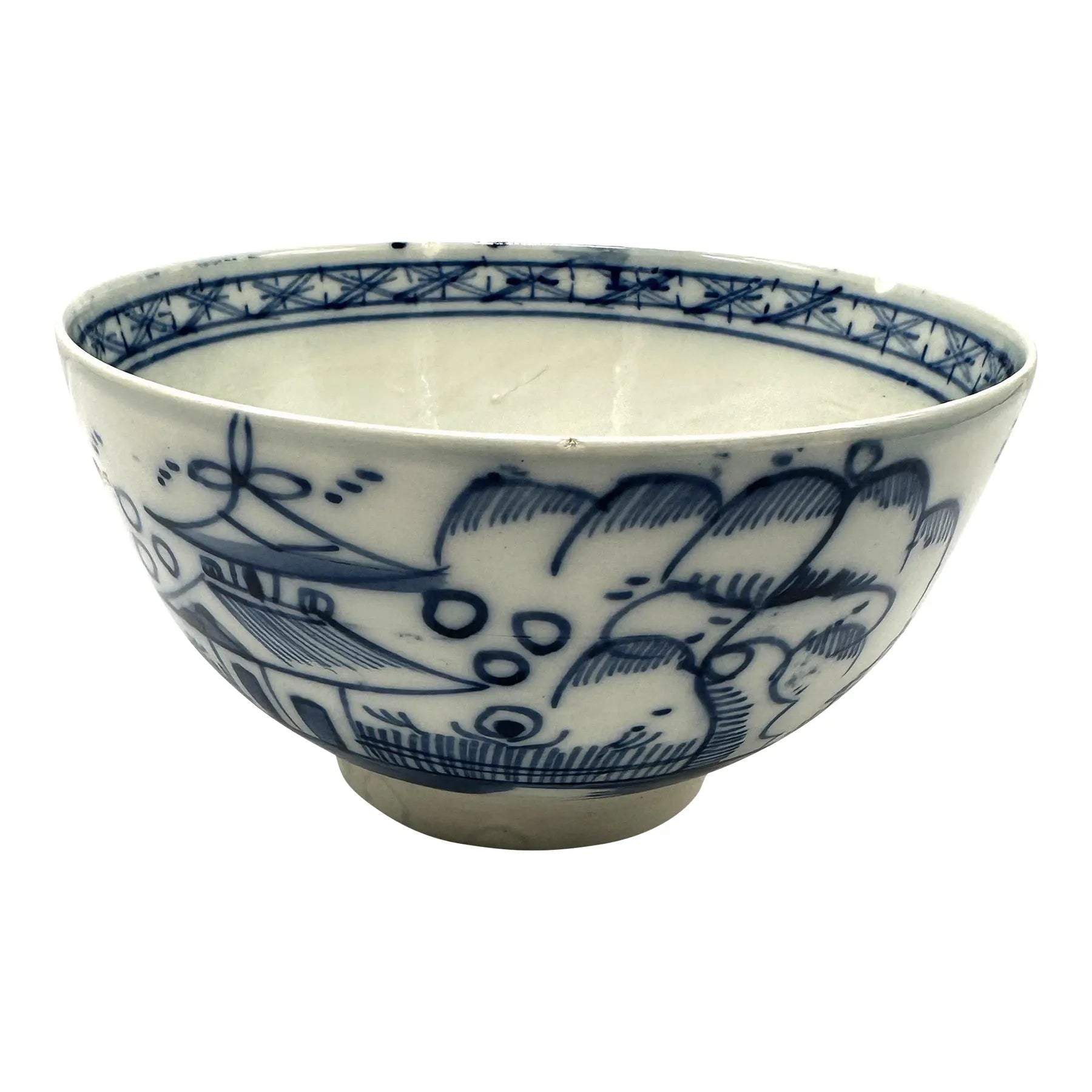 18th C. Dutch Delftware Blue & White Chinoiserie Bowl