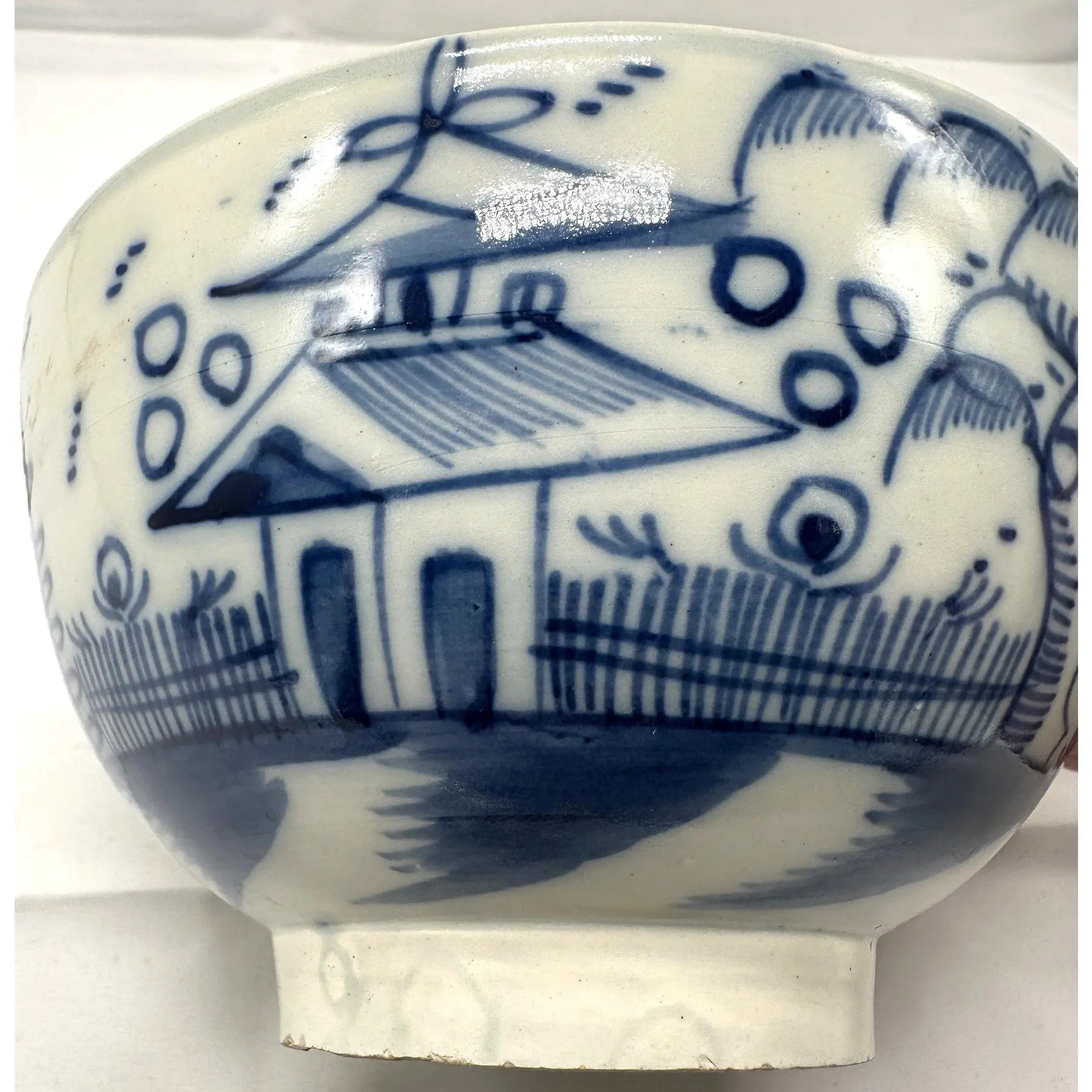 18th C. Dutch Delftware Blue & White Chinoiserie Bowl