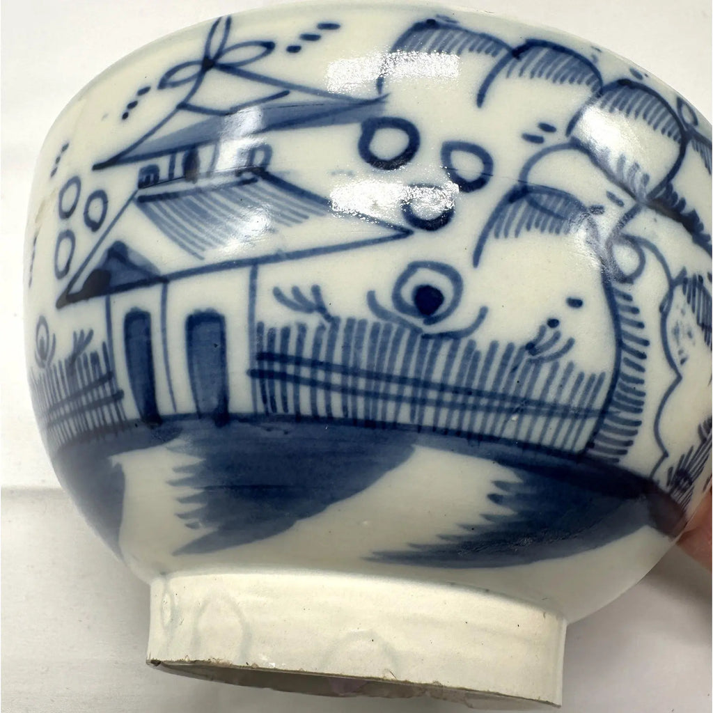 18th C. Dutch Delftware Blue & White Chinoiserie Bowl