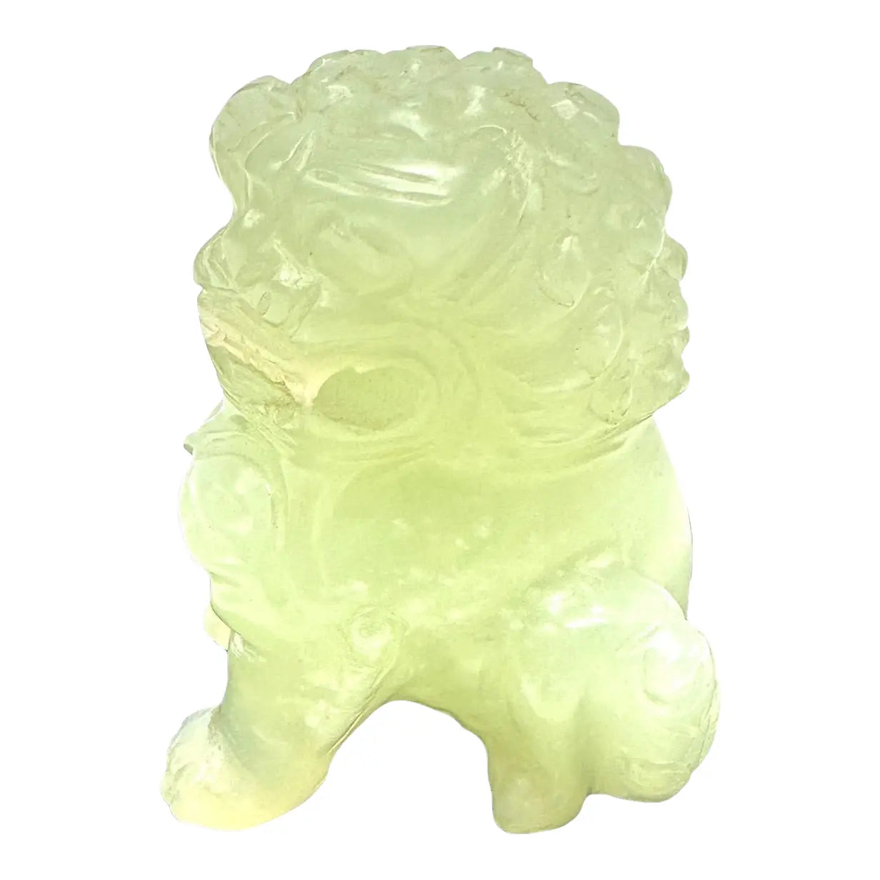 Vintage Hand-Carved Translucent Celadon Jade Female Guardian Lion (Foo Dog)