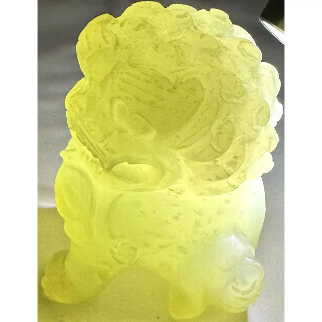 Vintage Hand-Carved Translucent Celadon Jade Female Guardian Lion (Foo Dog)