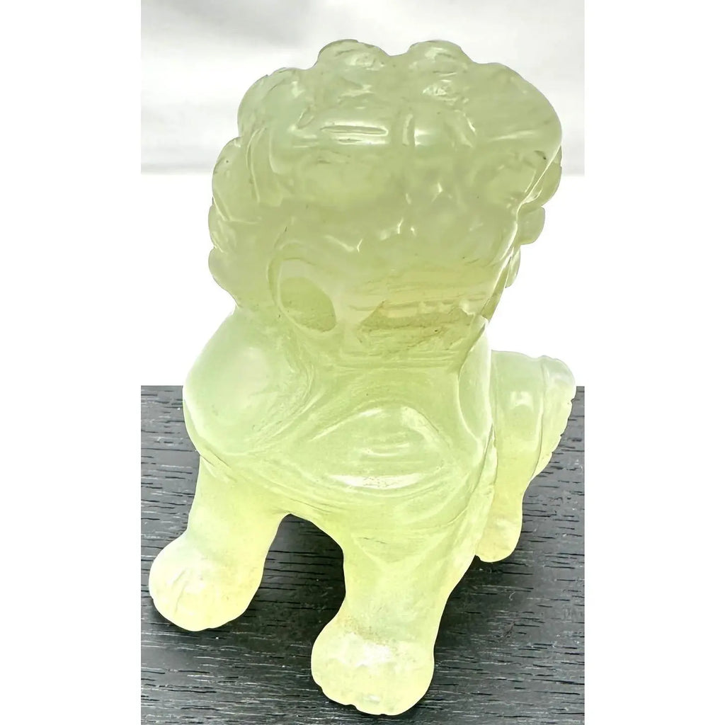 Vintage Hand-Carved Translucent Celadon Jade Female Guardian Lion (Foo Dog)