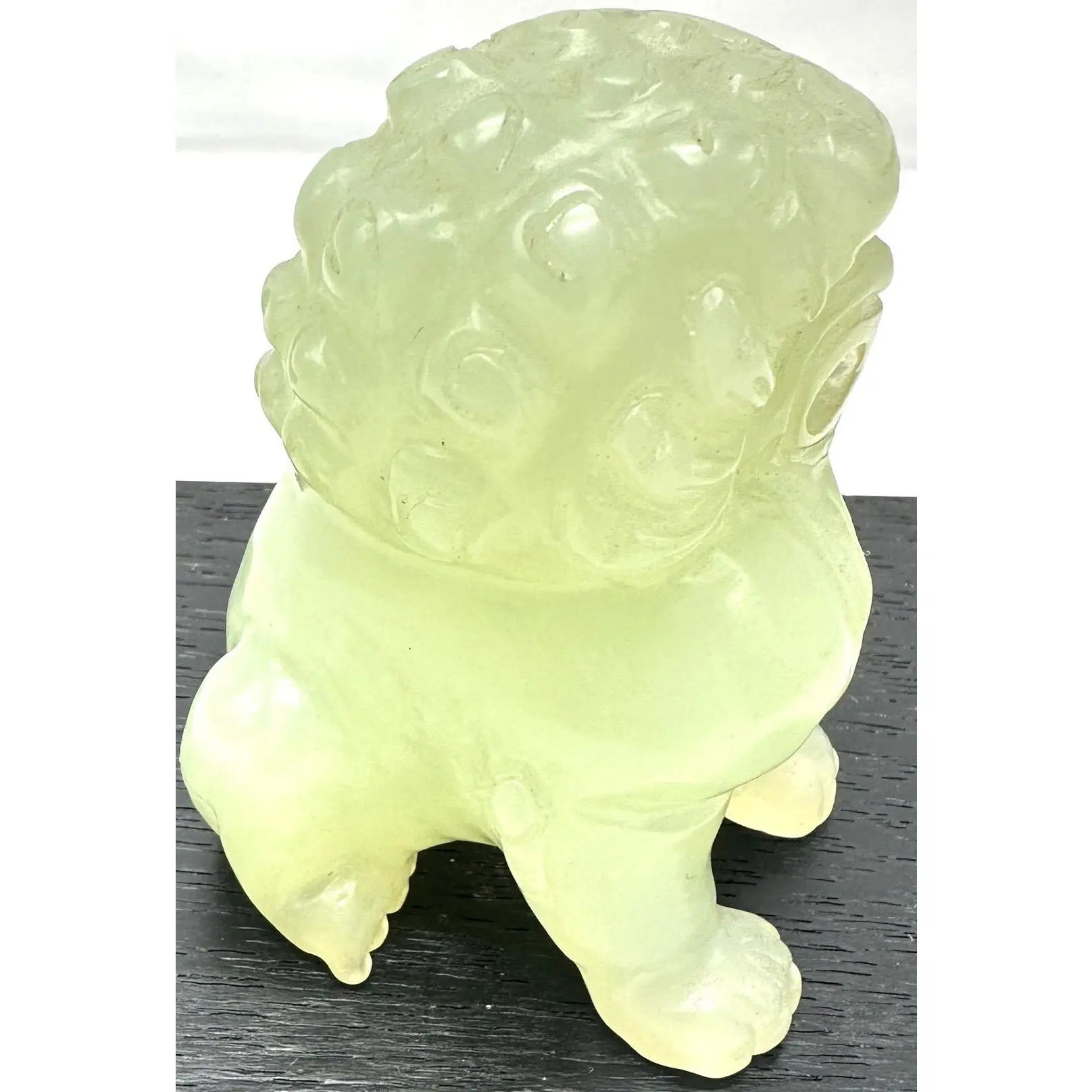 Vintage Hand-Carved Translucent Celadon Jade Female Guardian Lion (Foo Dog)
