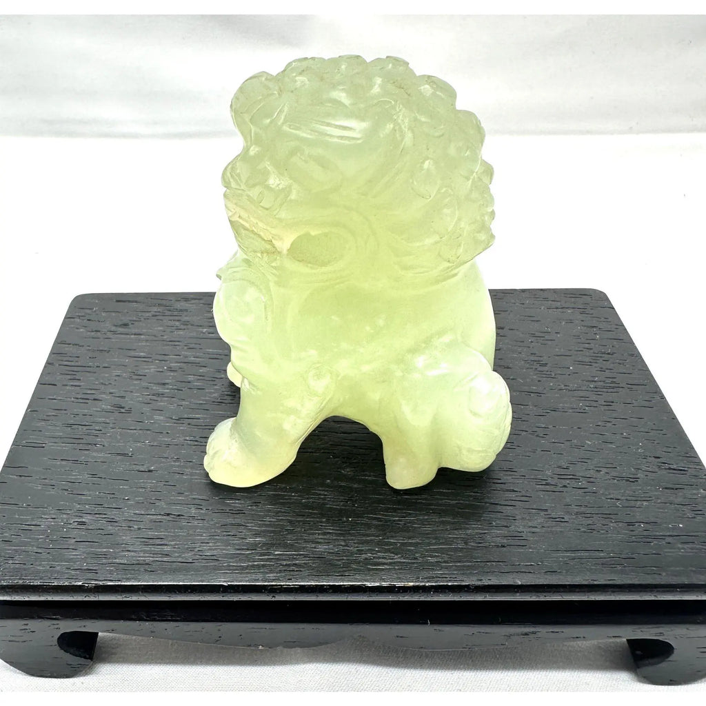 Vintage Hand-Carved Translucent Celadon Jade Female Guardian Lion (Foo Dog)