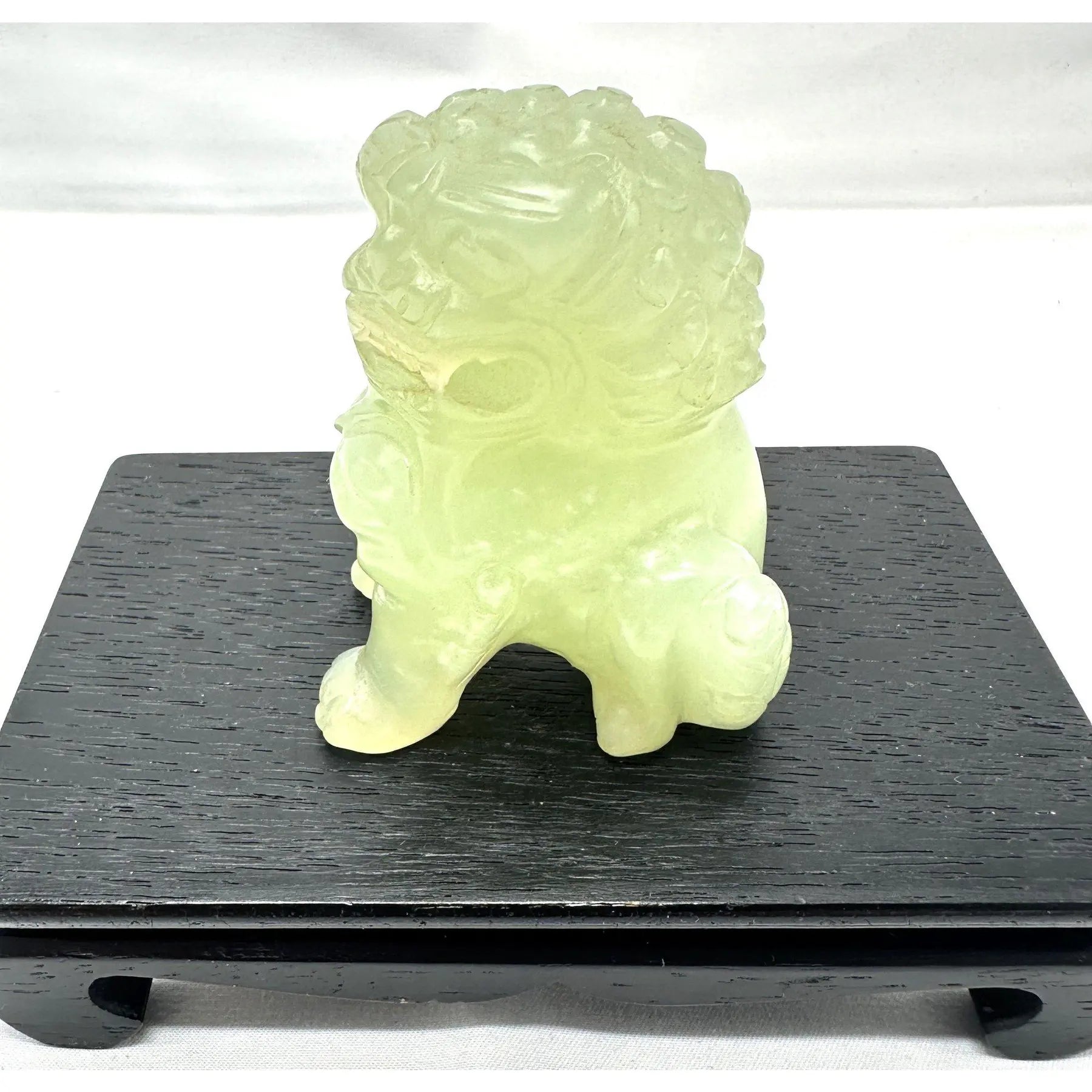 Vintage Hand-Carved Translucent Celadon Jade Female Guardian Lion (Foo Dog)