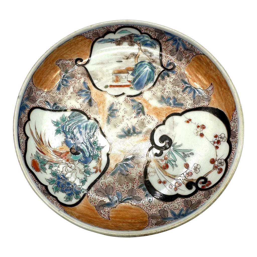 19th C. Japanese Imari Scalloped Dish - Three-Window Phoenix Design