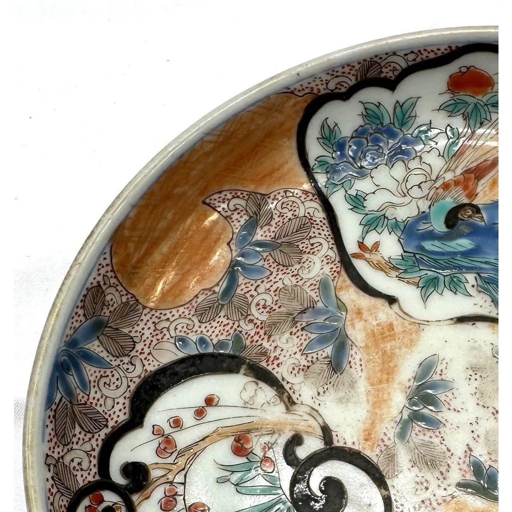 19th C. Japanese Imari Scalloped Dish - Three-Window Phoenix Design
