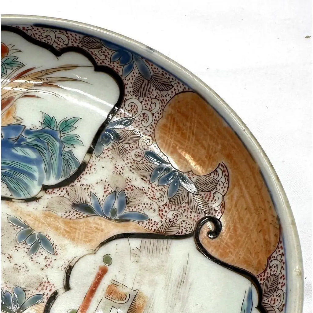 19th C. Japanese Imari Scalloped Dish - Three-Window Phoenix Design