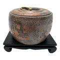Vintage Yixing Zisha Clay Tea Caddy - Carved Immortals Motif