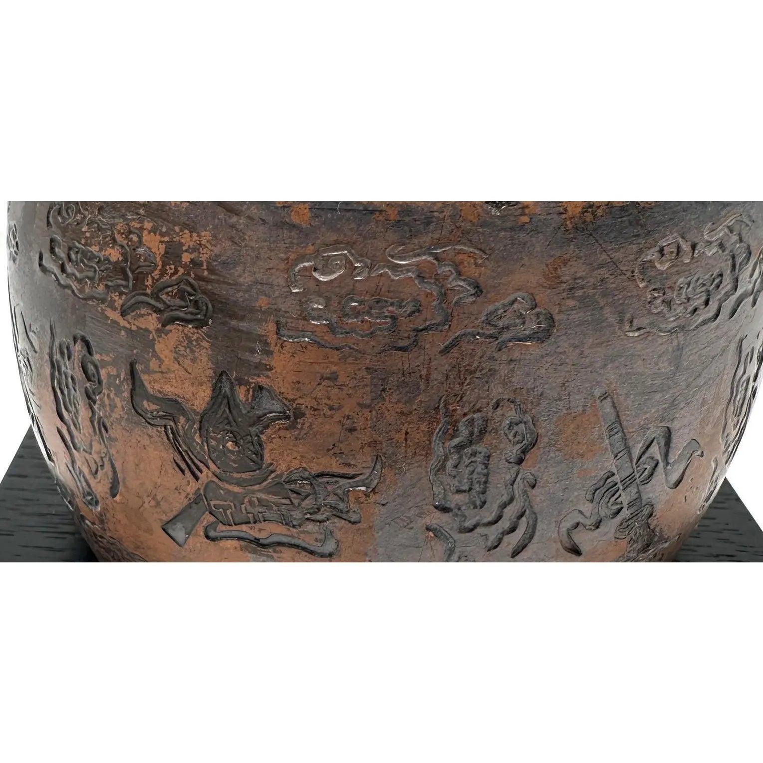 Vintage Yixing Zisha Clay Tea Caddy - Carved Immortals Motif