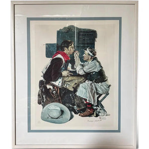 Norman Rockwell Signed Limited Edition Collotype Gary Cooper The Texan