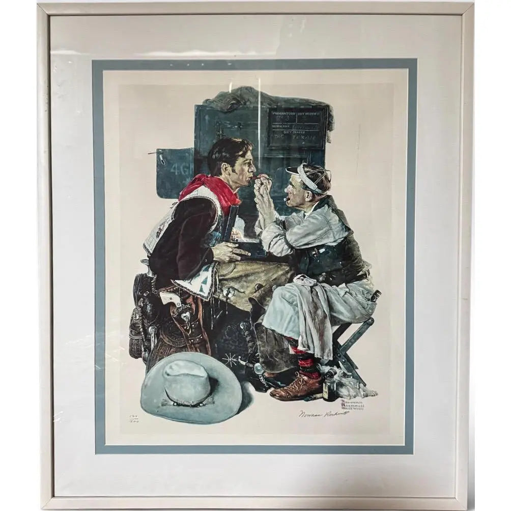 Norman Rockwell Signed Limited Edition Collotype Gary Cooper The Texan