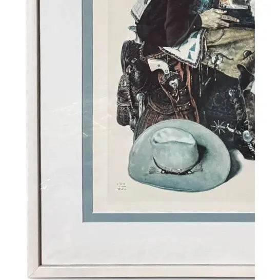 Norman Rockwell Signed Limited Edition Collotype Gary Cooper The Texan