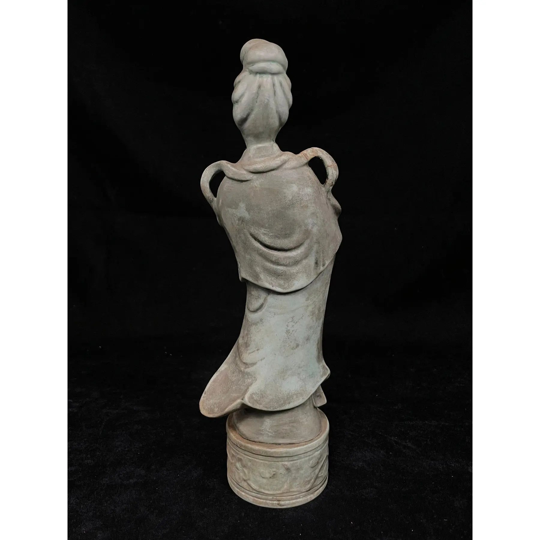 Vintage Mid-Century Japanese Celadon-Glazed Ceramic Guanyin Figurine