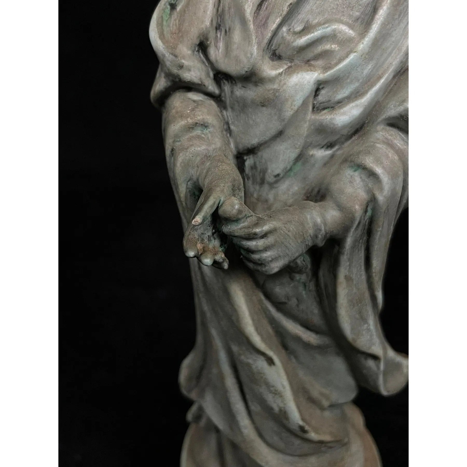 Vintage Mid-Century Japanese Celadon-Glazed Ceramic Guanyin Figurine