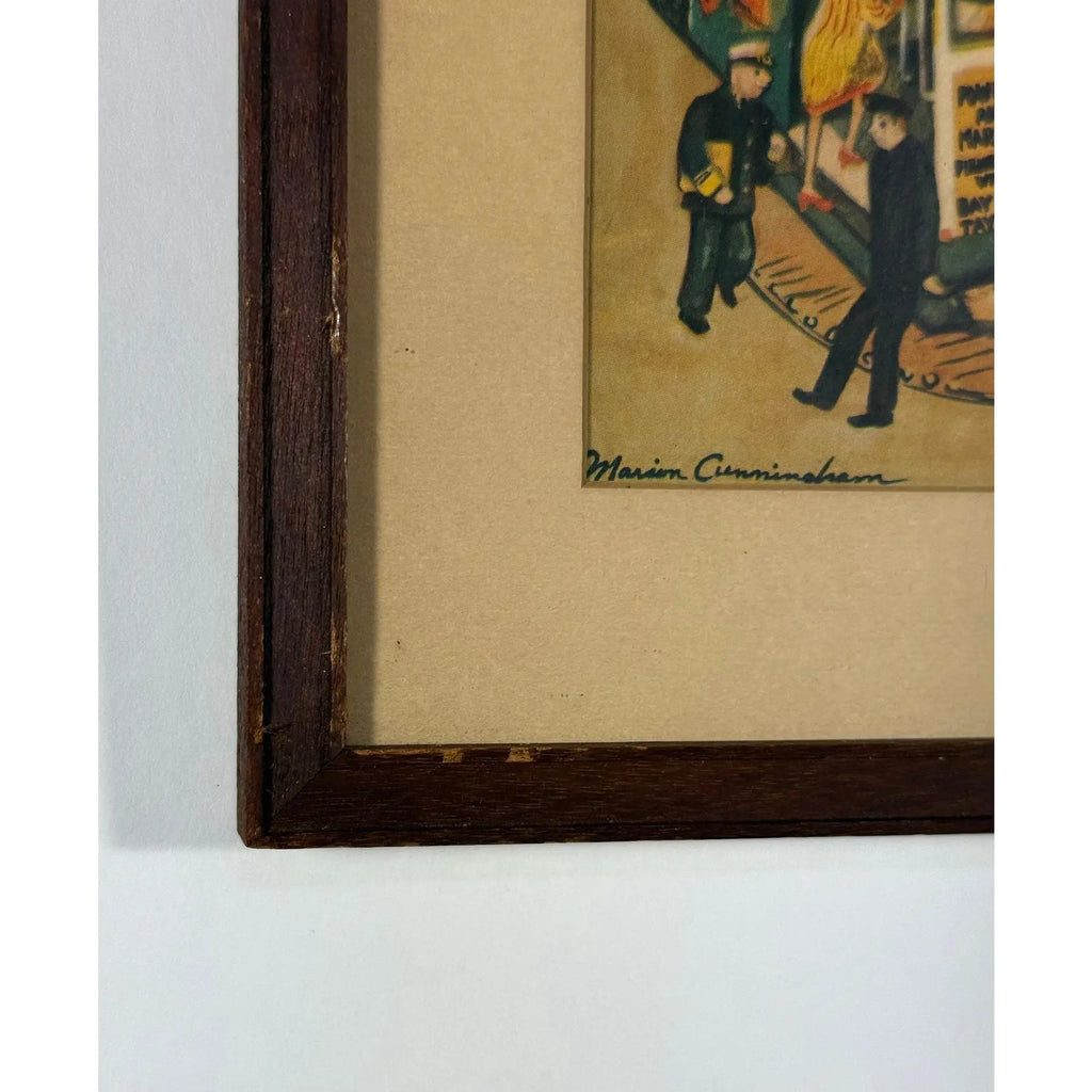 1944 Signed Marion Cunningham San Francisco Cable Car Serigraph Triptych, Mid-Century Modern SF Wall Art, Vintage WWII Era Silkscreen Set