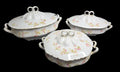 Set Of 3 Antique Heinrich and Co. Selb, Bavaria Ranson Porcelain Covered Tureens
