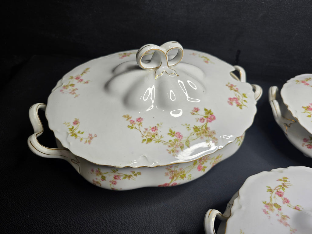 Set Of 3 Antique Heinrich and Co. Selb, Bavaria Ranson Porcelain Covered Tureens