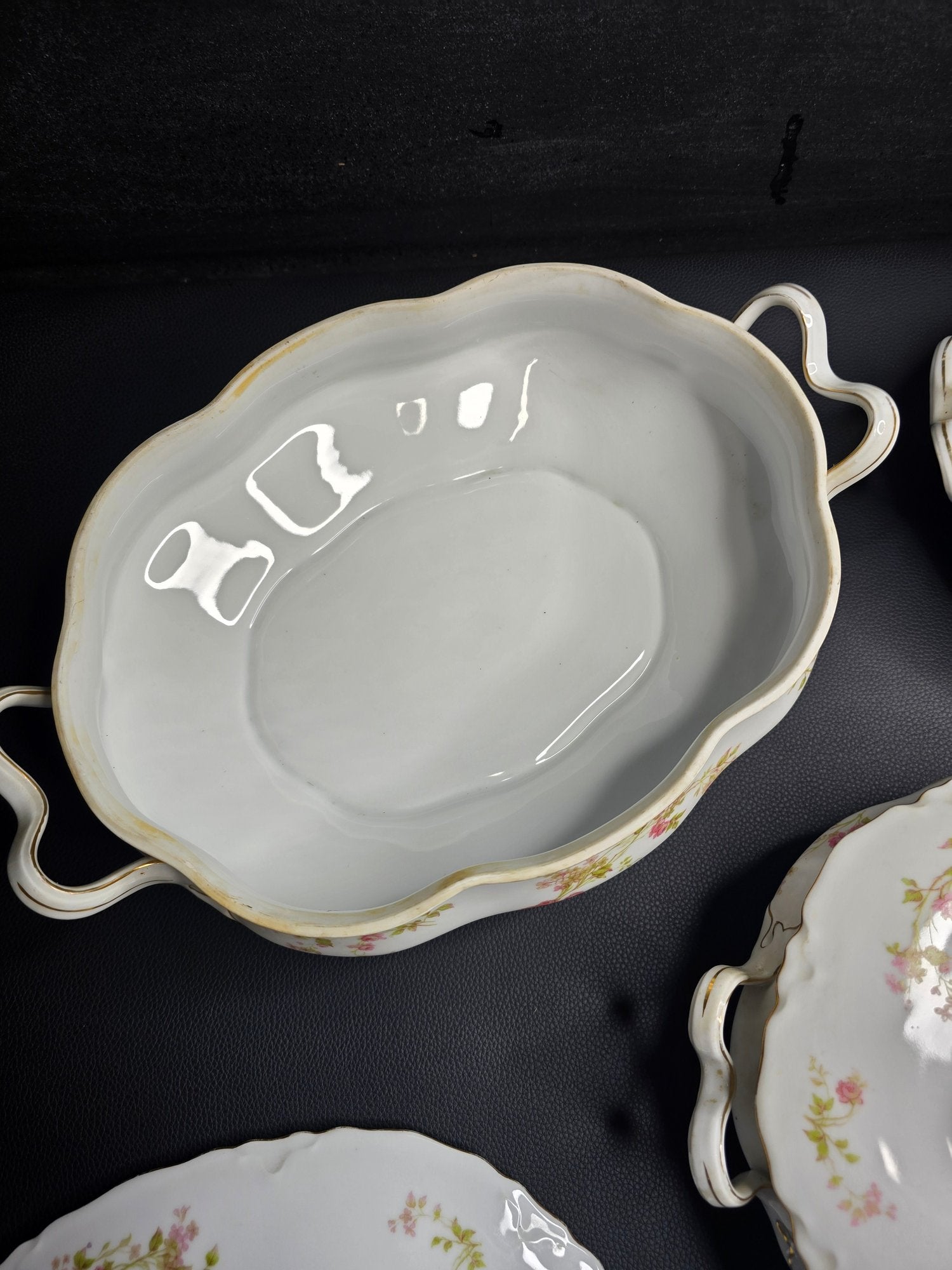 Set Of 3 Antique Heinrich and Co. Selb, Bavaria Ranson Porcelain Covered Tureens