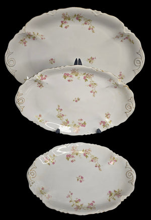 Set of 3 Antique Heinrich and Co. Selb, Bavaria Ranson Porcelain Graduated Serving Platters