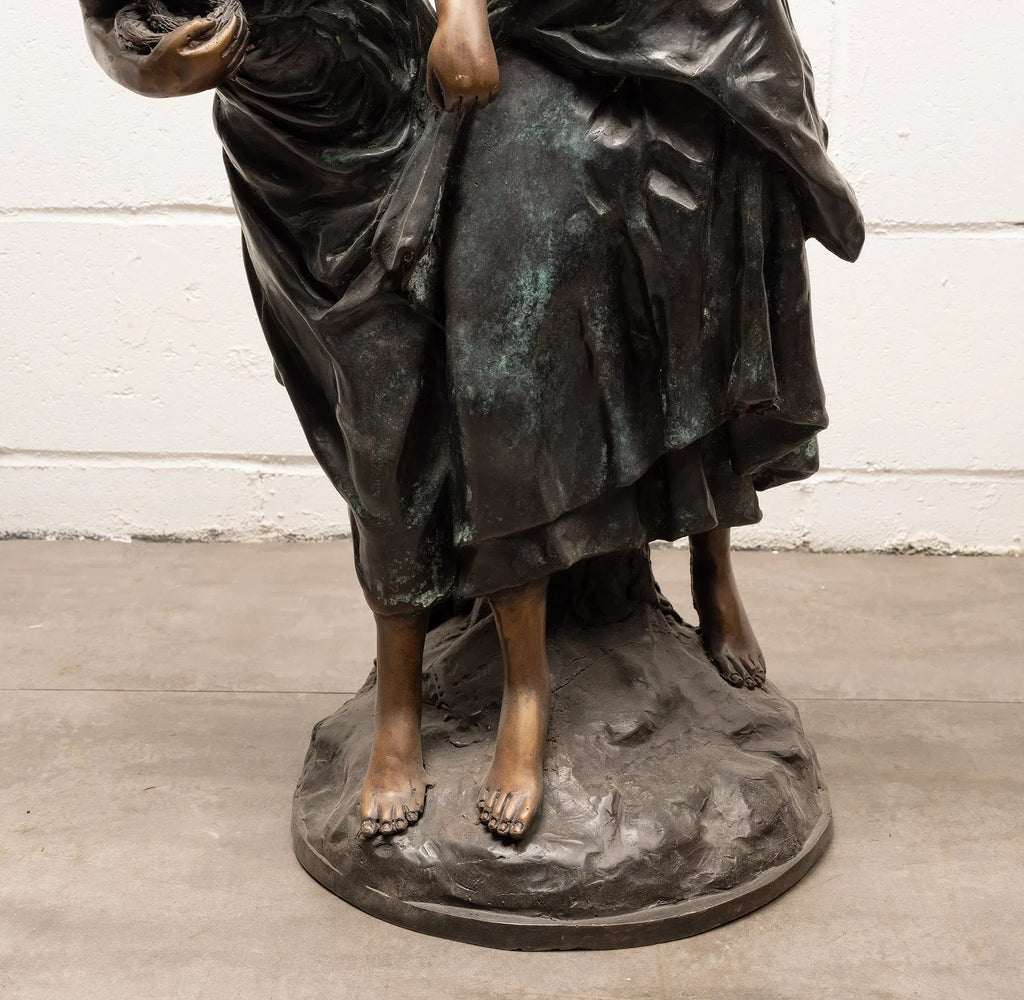 Large Antique French Bronze Sculpture “Return From The Harvest” Attributed to Mathurin Moreau