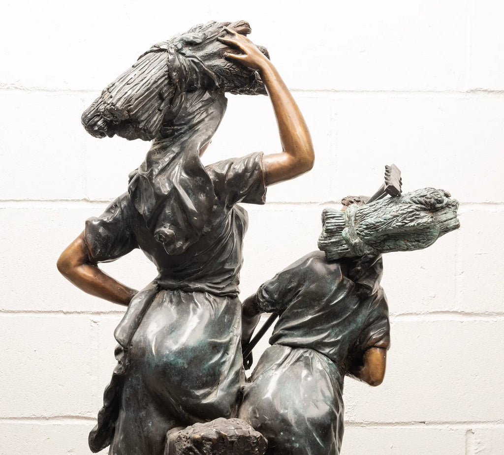 Large Antique French Bronze Sculpture “Return From The Harvest” Attributed to Mathurin Moreau