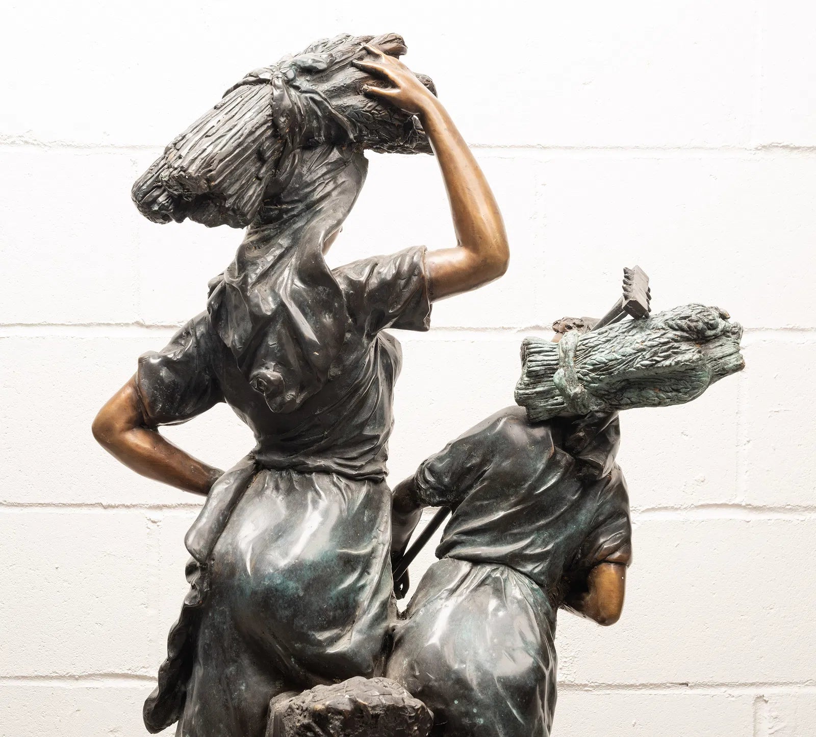 Large Antique French Bronze Sculpture “Return From The Harvest” Attributed to Mathurin Moreau