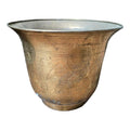 Vintage Etched Brass Crane & Bamboo Chinoiserie Planter