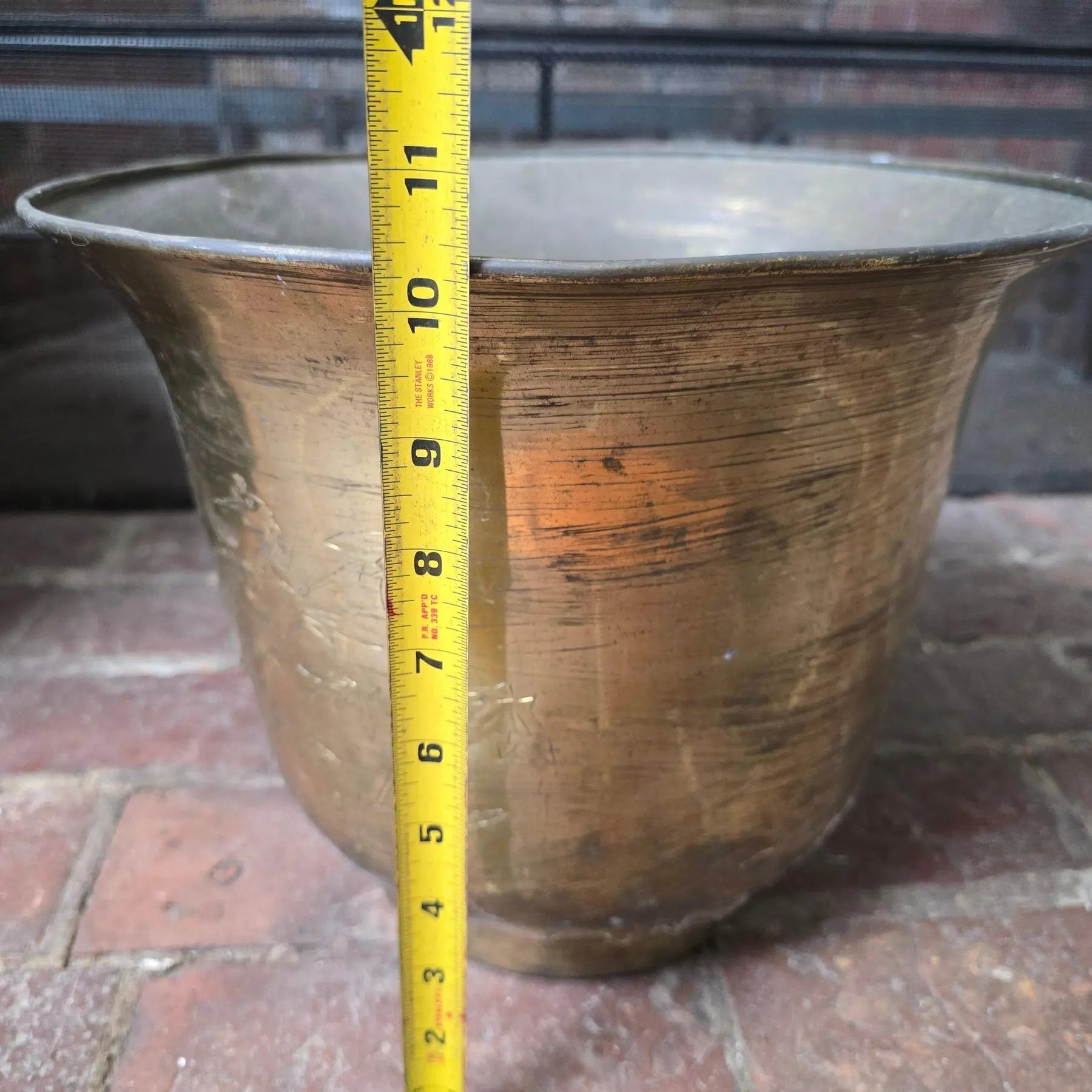 Vintage Etched Brass Crane & Bamboo Chinoiserie Planter