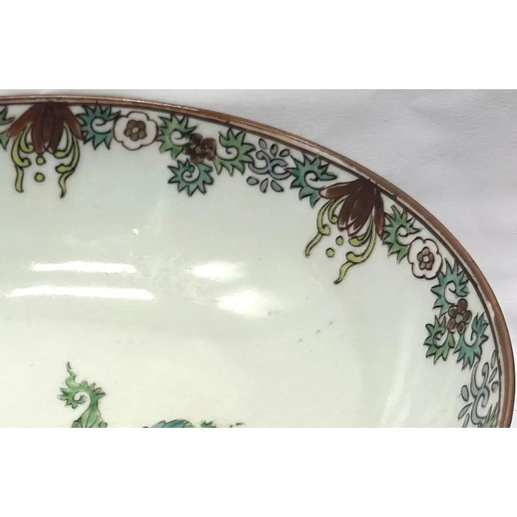 18th C. Qianlong Chinese Export Powder Blue Gilt Famille Rose 11 Inch Punch Bowl, Antique Qing Dynasty Chinoiserie Porcelain, Mandarin Palette