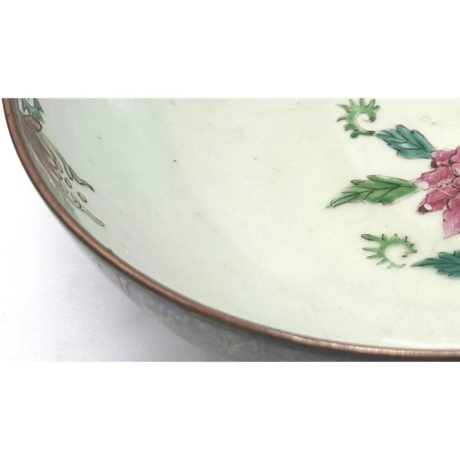 18th C. Qianlong Chinese Export Powder Blue Gilt Famille Rose 11 Inch Punch Bowl, Antique Qing Dynasty Chinoiserie Porcelain, Mandarin Palette