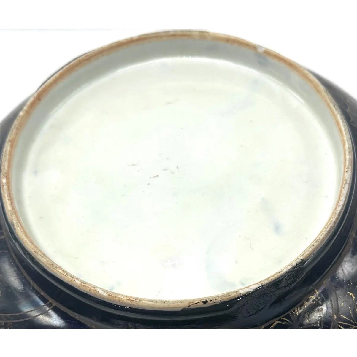 18th C. Qianlong Chinese Export Powder Blue Gilt Famille Rose 11 Inch Punch Bowl, Antique Qing Dynasty Chinoiserie Porcelain, Mandarin Palette
