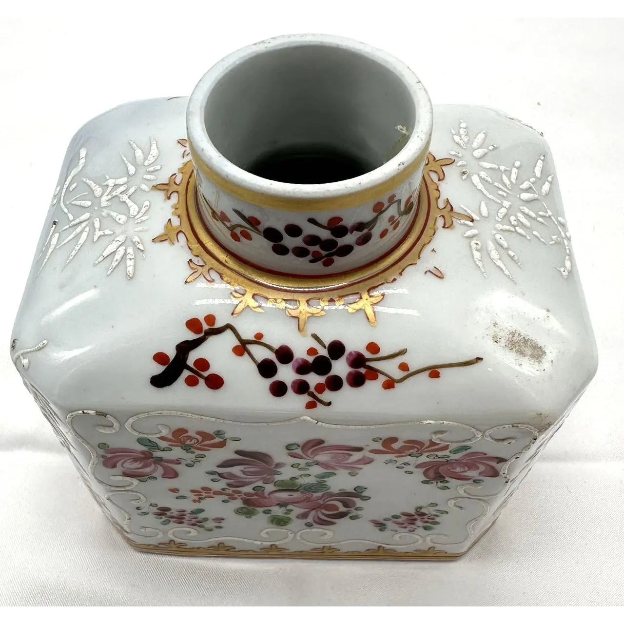 Antique George III Armorial Chinese Export Porcelain Tea Caddy British Royal Arms