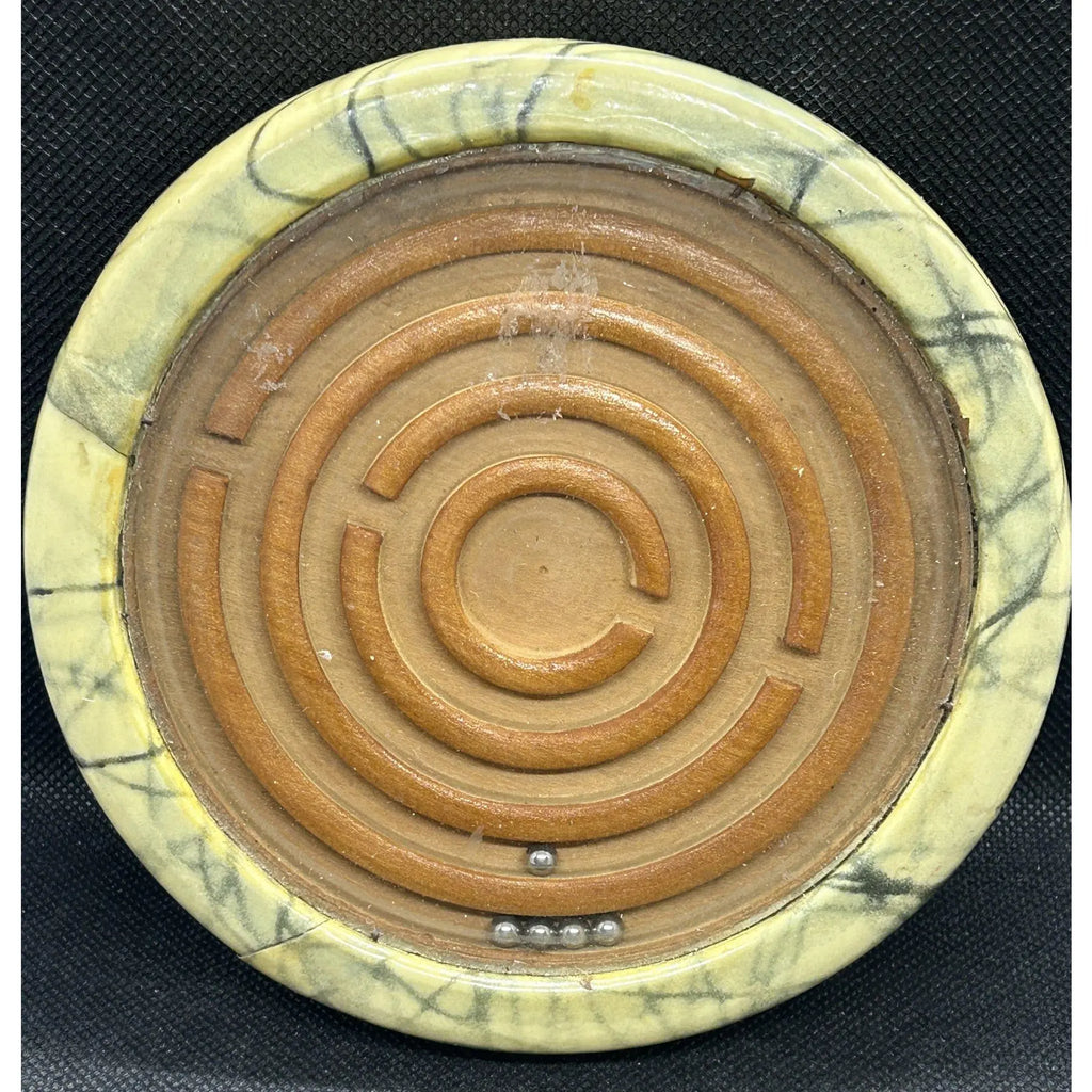 Antique 1920s Signed Marbled Bakelite Dexterity Maze Game — 'JAPA'