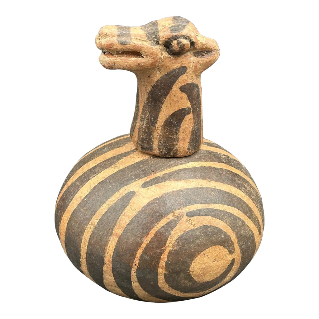 Antique West African Zoomorphic Terracotta Lidded Vessel Giraffe Antelope Niger River Valley Tribal Art