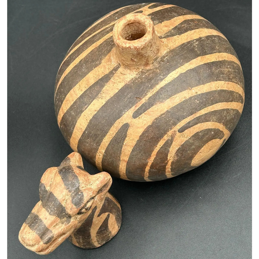 Antique West African Zoomorphic Terracotta Lidded Vessel Giraffe Antelope Niger River Valley Tribal Art