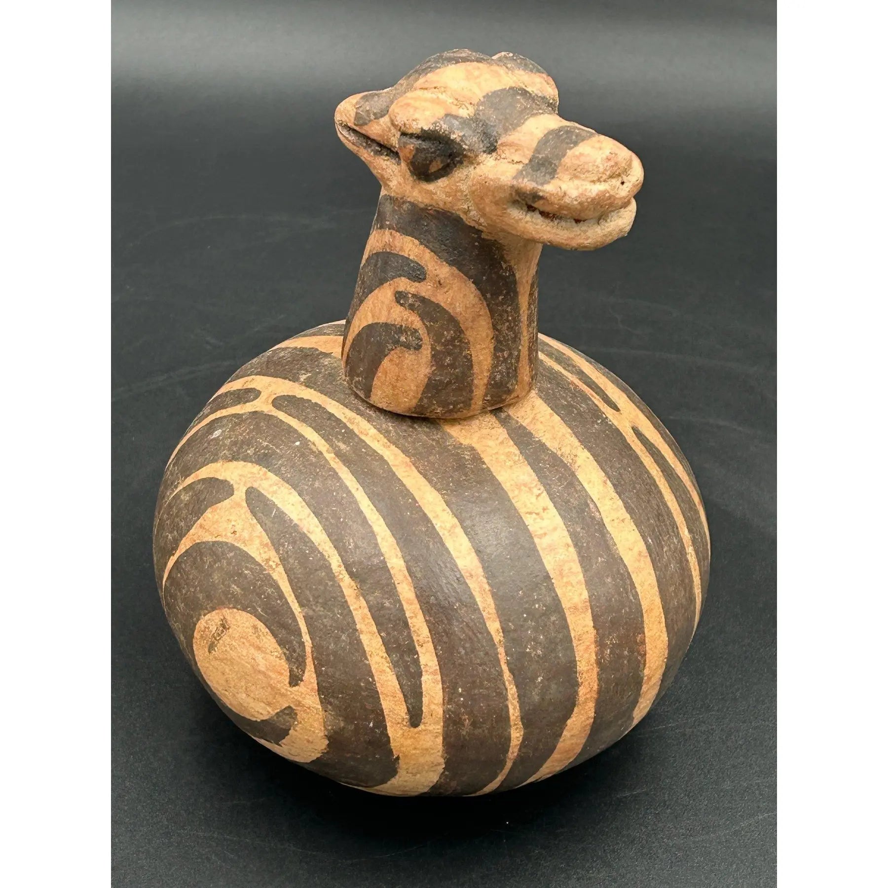 Antique West African Zoomorphic Terracotta Lidded Vessel Giraffe Antelope Niger River Valley Tribal Art