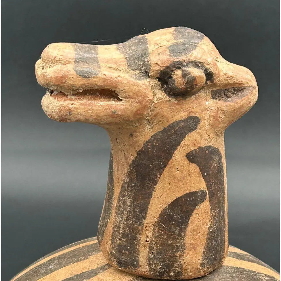 Antique West African Zoomorphic Terracotta Lidded Vessel Giraffe Antelope Niger River Valley Tribal Art